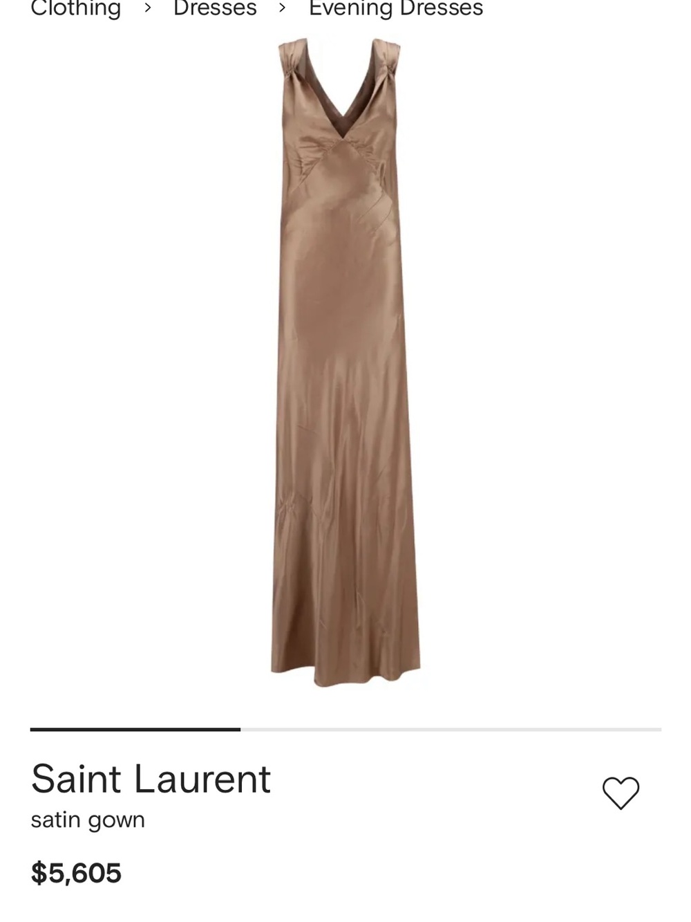 Saint Laurent Satin V-Neck Maxi Gown in a lavender color not bronze brown